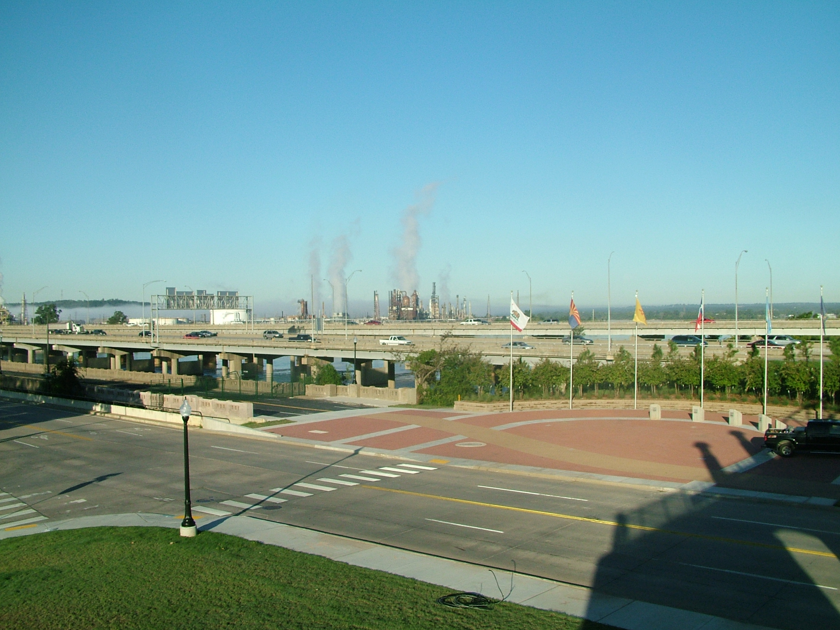 The gated east entrance to the Cyrus Avery Route 66 Memorial Bridge in Tulsa, locked to the public since 2008
