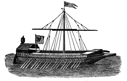 An illustration of a 14th-century Venetian galley, the type used to carry pilgrims across the Mediterranean to Jaffa